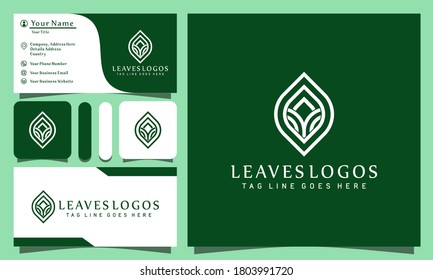 beauty leaves cosmestics luxury logos design vector illustration with line art style vintage, modern company business card template