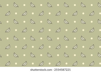 beauty leaves pattern on green background. aesthetic leaves vector pattern background. leaves floral isolated seamless pattern. seamless pattern of leaf floral botanic background