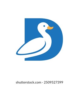 beauty letter d with swan colorful logo design vector