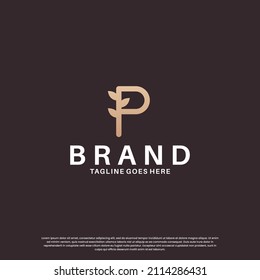 beauty letter P logo design combine with leaf