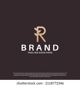 beauty letter R logo design combine with leaf