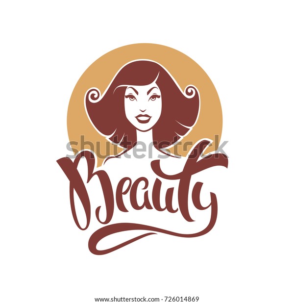 Beauty Lettering Composition Retro Pinup Girl Stock Image