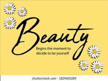 beauty lettering with daisy vector