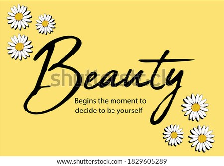 beauty lettering with daisy vector