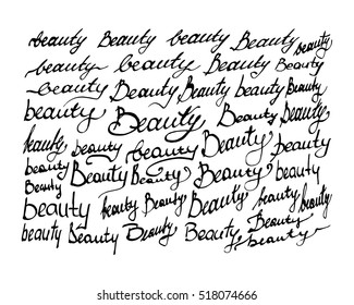 beauty lettering set vector
