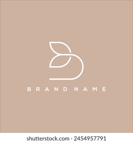 beauty of line art initial B leaf and flower logo vector