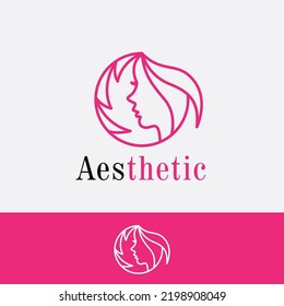 Beauty line art logo design template