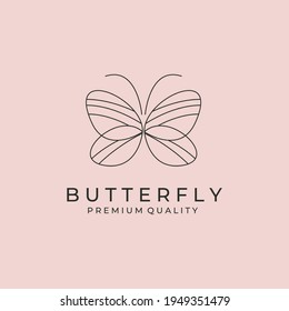 beauty line butterfly icon logo vector illustration design, line art butterfly logo