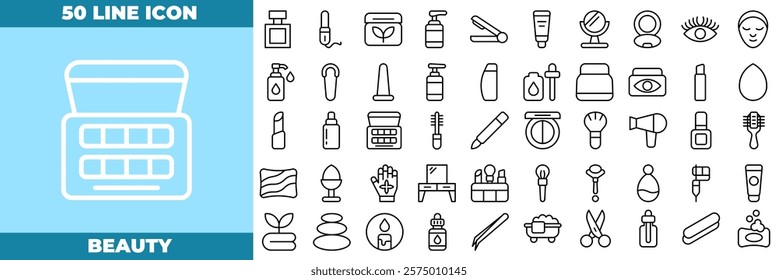 Beauty Line Editable Icons set. Vector illustration in modern thin line style of beauty icons: Moisture cream, acid, anti wrinkle serum, etc