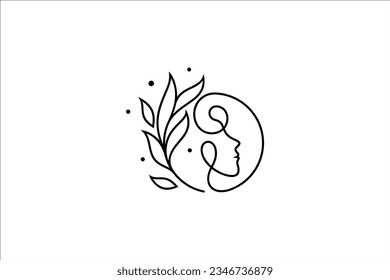 Beauty line logo design with plant combination