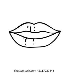 beauty lip icon black and white vector illustration. Editable outline stroke.