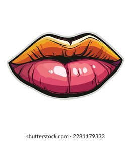 Beauty Lipstick Lips Flat Icon Isolated On White Background