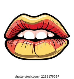 Beauty Lipstick Lips Flat Icon Isolated On White Background