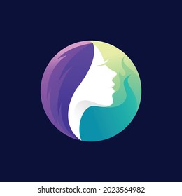 Logo de belleza con concepto de círculo