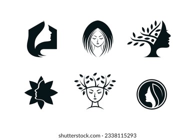Beauty logo collection with creative unique design vector