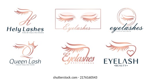 beauty logo collection women's eyelashes   eyebrows  beauty salon  makeup   eyebrows