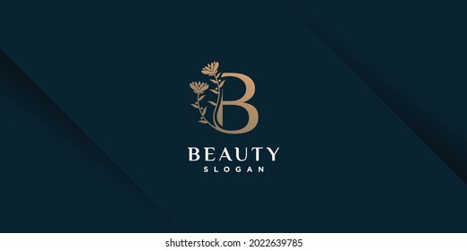 Logo de belleza con concepto de elemento creativo Vector Premium