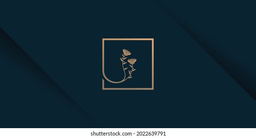 Beauty logo with creative element concept Premium Vector 