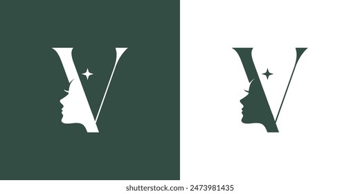 Beauty logo with creative element style premium vector