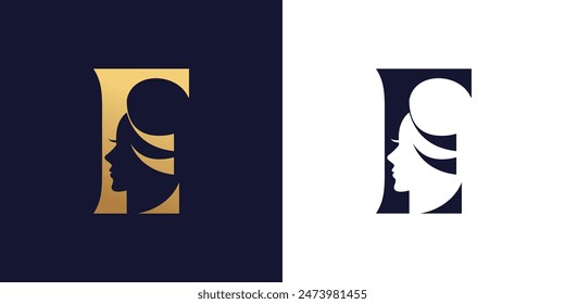 Beauty logo with creative element style premium vector