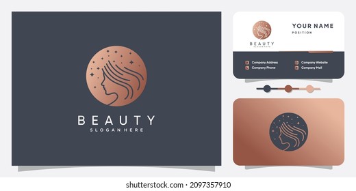 Schönheitslogo mit kreativem Linienkonzept Premium Vector
