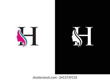 Diseño del logotipo de belleza con letra combinada H. Diseño del logotipo de belleza de la letra H. Diseño de belleza del cabello, plantilla de vector premium.