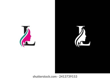 Diseño del logotipo de belleza con letra combinada L. Diseño del logo de la letra L. Diseño de belleza del cabello, plantilla de vector premium.