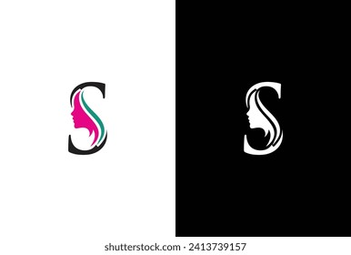 Beauty logo design with combination letter S. Letter S beauty logo design. Hair beauty design, premium vector Template.