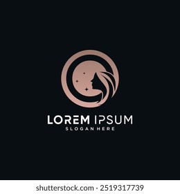 Beauty logo design combined on letter o with woman face icon and circle concept