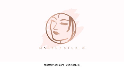 Beauty logo design with creative concept Premium Vector