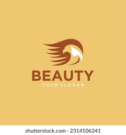 beauty logo design with eagle and hair