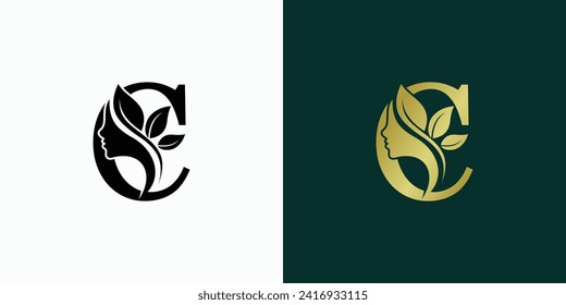 beauty logo design with letter logo c consept premium vektor