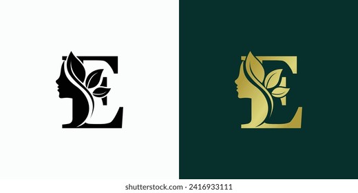 beauty logo design with letter logo e consept premium vektor