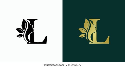 beauty logo design with letter logo l consept premium vektor