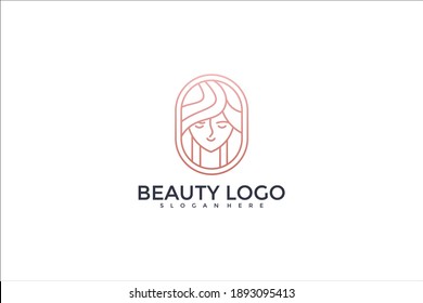 diseño de logotipo de belleza con estilo de línea	
