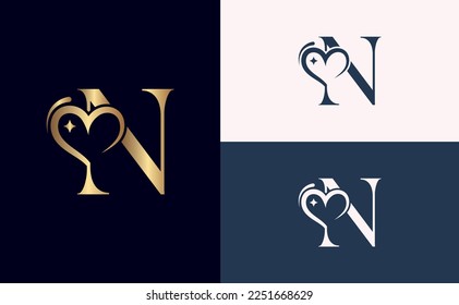 beauty logo design love spa massage letter N