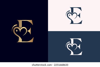 beauty logo design love spa massage letter E