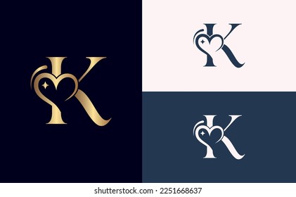 beauty logo design love spa massage letter K