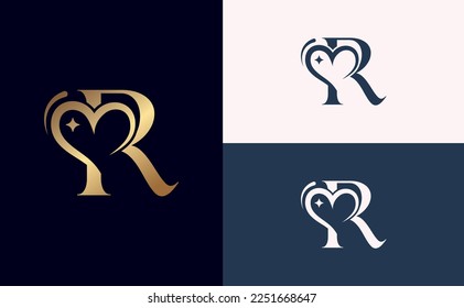 beauty logo design love spa massage letter R