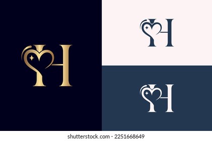 beauty logo design love spa massage letter H