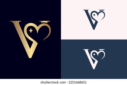 beauty logo design love spa massage letter V