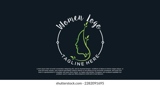 Beauty logo design with  nature unique concept Premium Vector