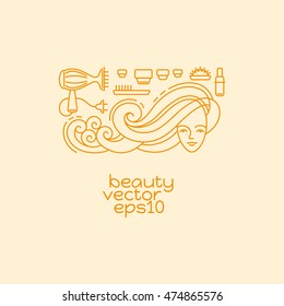 Beauty logo design template. Linear abstract style. Usage for beauty salon or cosmetics products.