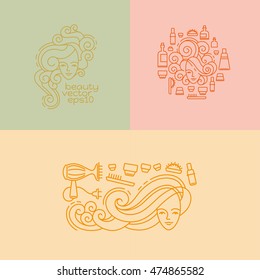 Beauty logo design template. Linear abstract style. Usage for beauty salon or cosmetics products.