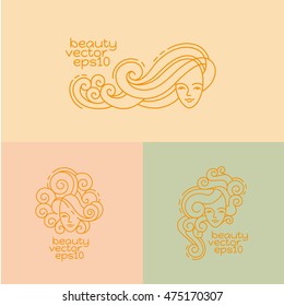 Beauty logo design template. Linear abstract style. Usage for beauty salon or cosmetics products.