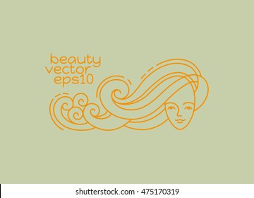 Beauty logo design template. Linear abstract style. Usage for beauty salon or cosmetics products.