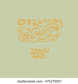 Beauty logo design template. Linear abstract style. Usage for beauty salon or cosmetics products.