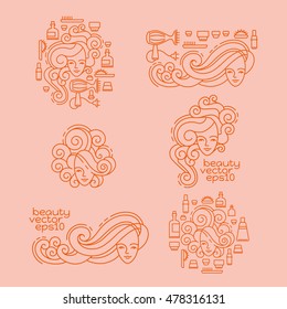 Beauty logo design template. Linear abstract style. Usage for beauty salon or cosmetics products.