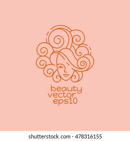 Beauty logo design template. Linear abstract style. Usage for beauty salon or cosmetics products.