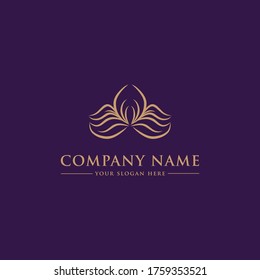 Beauty logo design templates, with lily flower line art icons